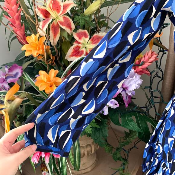 Zara Geometric PRINTED SHORT DRESS with Belt Tie in Blue - Picture 7 of 13